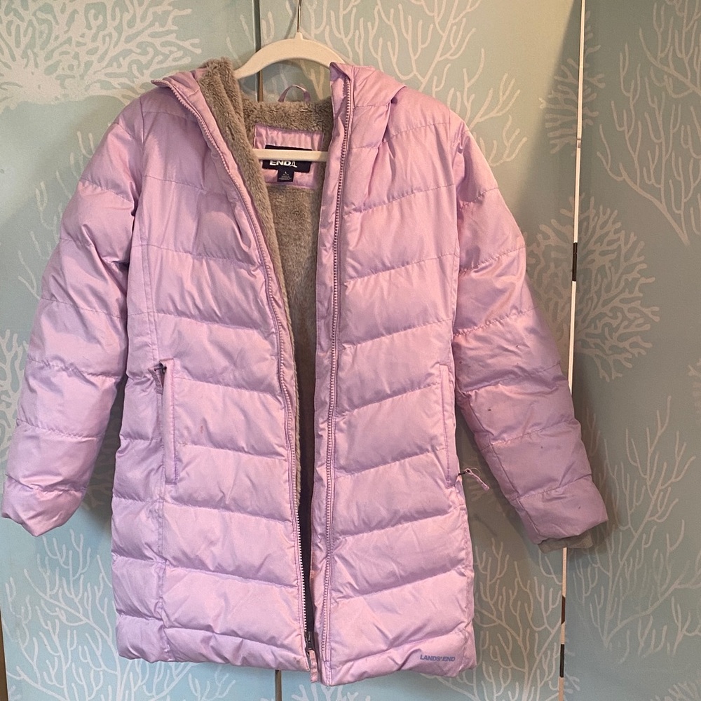 Lands' End Girks fleece lined parka.